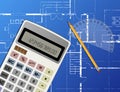 Blueprint Calculator Royalty Free Stock Photo