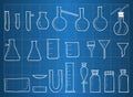 Blueprint of chemical laboratory equipment Royalty Free Stock Photo