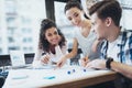 Joyful three colleagues developing infrastructure Royalty Free Stock Photo