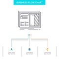 Blueprint, design, drawing, plan, prototype Business Flow Chart Design with 3 Steps. Line Icon For Presentation Background Royalty Free Stock Photo