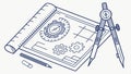 Blueprint and drafting tools, technical drawing vector design Generative AI