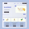 Blueprint flat landing page website template. Mechatronics, innovative engineering, environmental. Web banner with