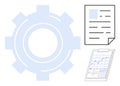 Gear with Report Documents and Analytical Chart Representing Workflow and Process Optimization Royalty Free Stock Photo