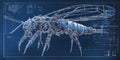 Blueprint of a Giant Mechanical Insect with Intricate Gears for Sci-Fi Concepts, Robotics Engineering, or Futuristic Art