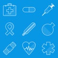 Blueprint icon set. Medical