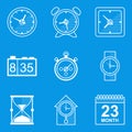 Blueprint icon set. Time. Clock