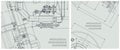 Blueprint illustration set. Engine line drawing