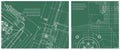 Blueprint illustration set. Engine line drawing