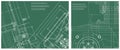 Blueprint illustration set. Engine line drawing