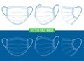 Blueprint of medical face mask in different angles