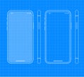 Blueprint Mobile App Grid Outline Vector Template