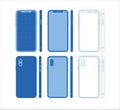 Blueprint Mobile Phone Wireframe App Template Blue