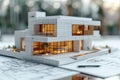 Blueprint and mockup house. Architecture Generative AI Royalty Free Stock Photo