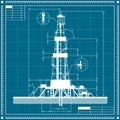 Blueprint of Oil rig silhouette Royalty Free Stock Photo