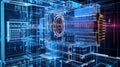 Blueprint of Qubits, Control & Cryogenics | Conceptual Quantum Computer Architecture Royalty Free Stock Photo