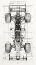Blueprint sketch of a formula one race car Royalty Free Stock Photo
