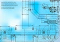 Blueprint, Sketch. Vector engineering illustration. Cover, flyer, banner, background. Instrument-making drawings Royalty Free Stock Photo