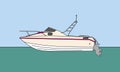 Blueprint of a small motor boat for sports and recreation