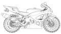 Blueprint sport bike. EPS10 format. Vector created of 3d