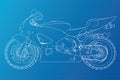 Blueprint sport bike. EPS10 format. Vector created of 3d