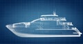 Blueprint technical design of motor yacht