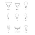 Blueprint, technical draw of different bulb socket Royalty Free Stock Photo