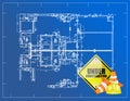 Blueprint under construction Royalty Free Stock Photo