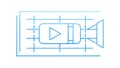 Blueprint Video Camera with Play Icon, Design Development, vector design Generative AI Royalty Free Stock Photo