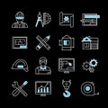 Blueprint White Blue Linear Icons