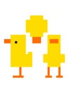 Blueprint Yellow duck with white background pixel Minecraft cube shape