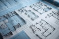 blueprints for luxury hotel, with floor plans and details of each room Royalty Free Stock Photo