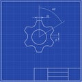 Blueprints. Mechanical engineering drawings of gear