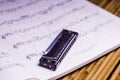 Blues harmonica with notes