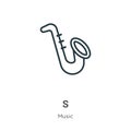 Blues outline vector icon. Thin line black blues icon, flat vector simple element illustration from editable music concept