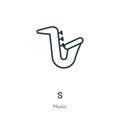 Blues outline vector icon. Thin line black blues icon, flat vector simple element illustration from editable music concept