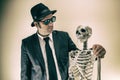 Bluesman and Skeleton Vintage Retro Film Style