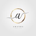 Elegant Initial Letter Type A Logo With Gold Circle Brushed Royalty Free Stock Photo