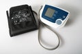 A Bluetooth blood pressure monitor used for home monitoring by health care services and hospitals to monitor patients Royalty Free Stock Photo