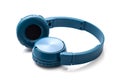 Bluetooth blue headphone on white background Royalty Free Stock Photo