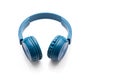 Bluetooth blue headphone on white background Royalty Free Stock Photo