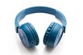 Bluetooth blue headphone on white background Royalty Free Stock Photo