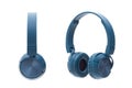 Bluetooth blue headphone on white background isolated Royalty Free Stock Photo