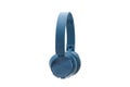 Bluetooth blue headphone on white background isolated Royalty Free Stock Photo