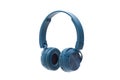 Bluetooth blue headphone on white background isolated Royalty Free Stock Photo