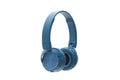 Bluetooth blue headphone on white background isolated Royalty Free Stock Photo