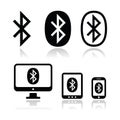 Bluetooth connection vector icons set