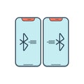 Color illustration icon for Bluetooth connectivity, transmission and Bluetooth