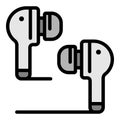 Bluetooth earphones icon color outline vector