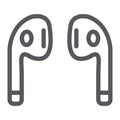 Bluetooth headphones line icon, music and sound, wireless headphones sign, vector graphics, a linear pattern on a white