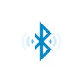 Bluetooth icon, Vector isolated connection sign with waves, wireless technology concept Royalty Free Stock Photo